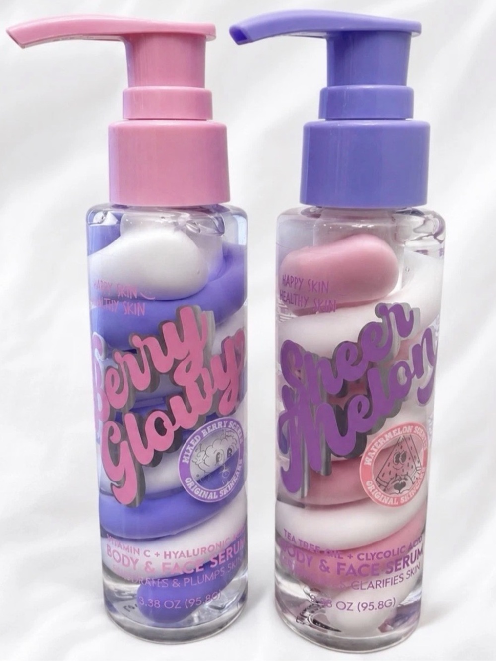 Happy Skin Berry Glowy and Sheer Melon Body and Face Serum 3.38oz 2 Count